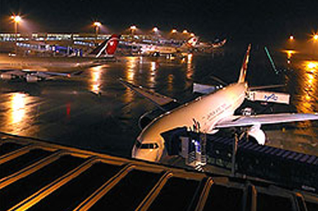 airport runway at night. The airport experienced