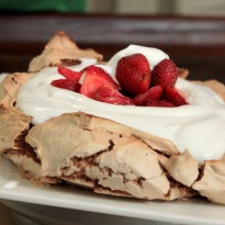 Chocolate Pavlova with Strawberries