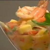 Poached Prawns in Tropical Fruit Salsa 