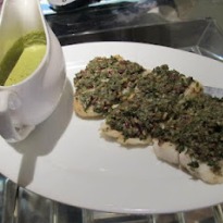 Fish Fillets with Walnut Parsley Crust and Warm Parsley Sauce